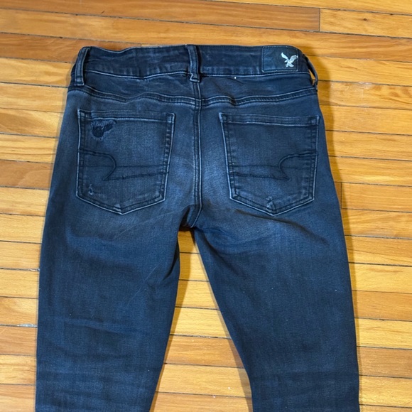 American Eagle Outfitters Black Ripped Denim Skinny Jeans - Picture 6 of 8